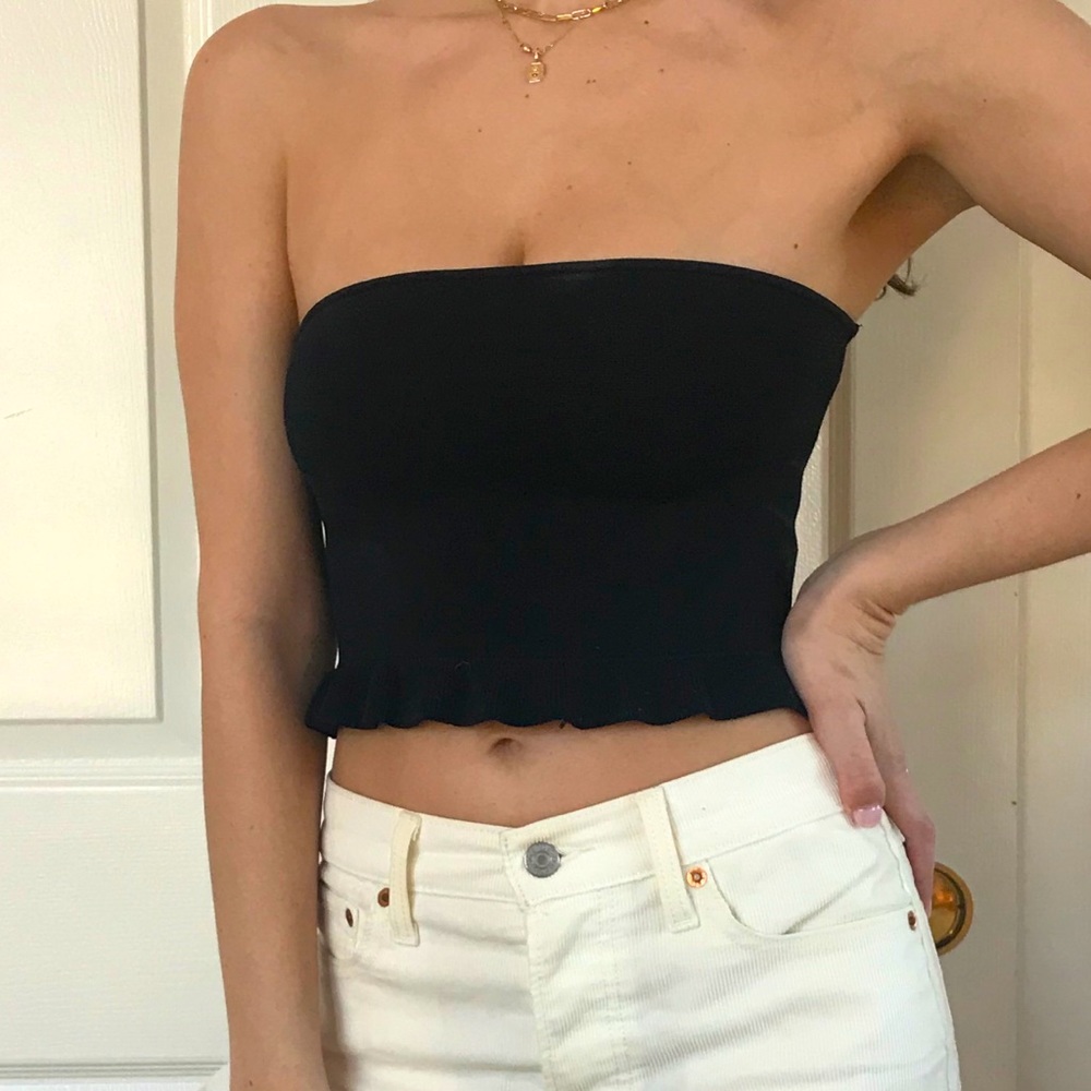Black Ribbed Tube Top - Picture 2 of 4